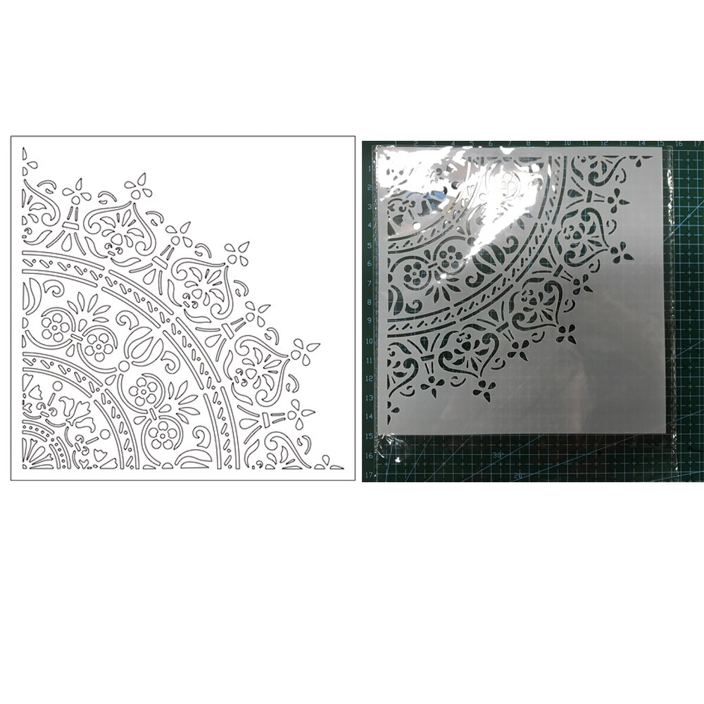 Quarter Circle Lace Stencil for DIY Scrapbooking Photo Album Decorative Embossing Cards Making Craft Plastic Template Drawing
