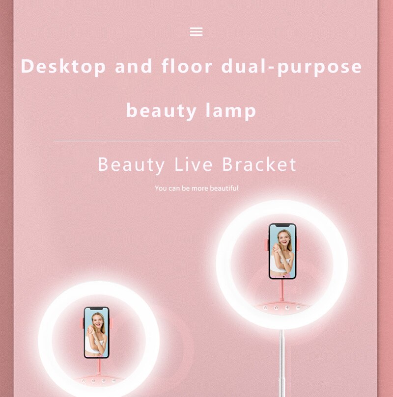 Faltbare led-ringleuchte, tragbar, mit live-unterstützung für mobiltelefone, desktop-ringleuchte, einziehbar, mit ankerfunktion