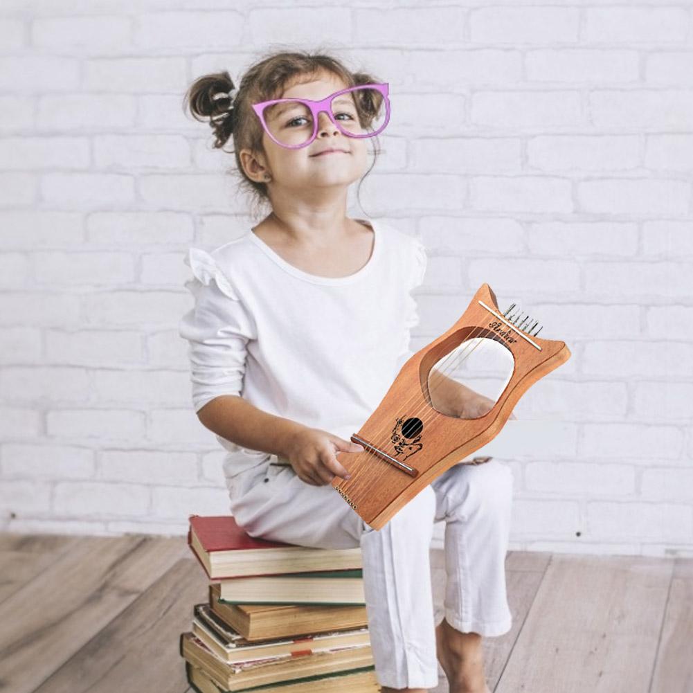 Mahogany Harp 7-string Harp Portable Lyre With Matching Tuning Tools Solid Wood Stringed Musical Instrument Mahogany Harp