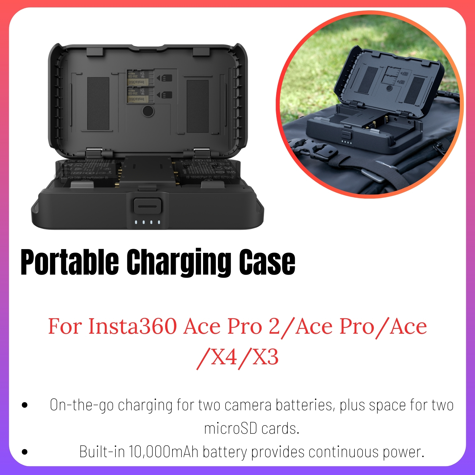 Accesorios originales para Insta360 Ace Pro 2, protector de lente, Mini Estuche de transporte, jaula de Metal, adaptador de micrófono, estuche de buceo impermeable, GPS