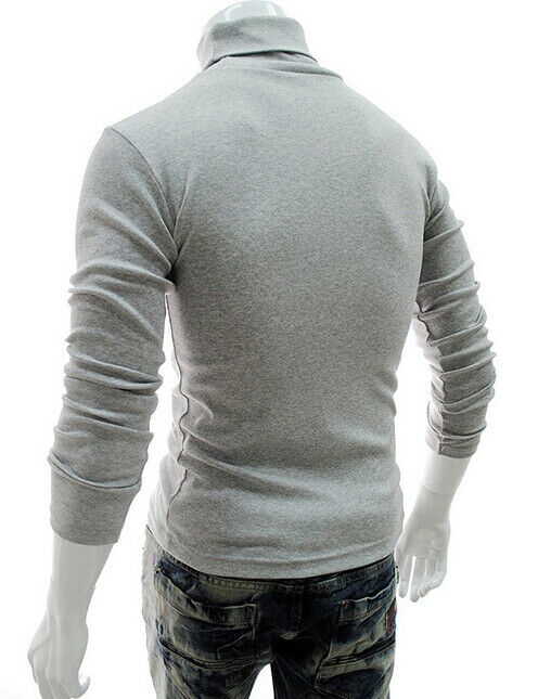 Mannen Winter Warme Katoen Hoge Hals Zwarte Trui Tops Turtelneck Trui