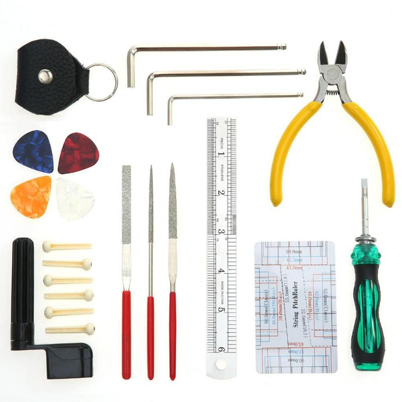 Instrument Maintenance guitar Repair tools Cleaning Tech Tool Kit for Guitar Bass Parts Guitar Repairing Tool Kit Accessories