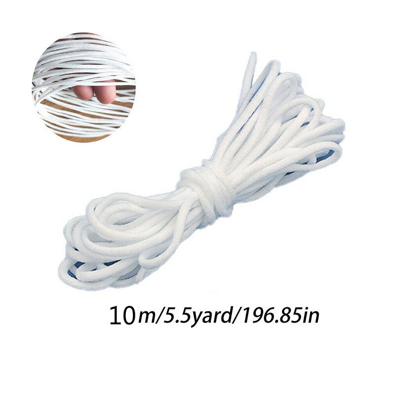 500/300/200m bandes élastiques pour masques, longueur de couture, largeur, cordon élastique blanc, épaisseur de couture, 3mm accessoires de couture diy: 10m