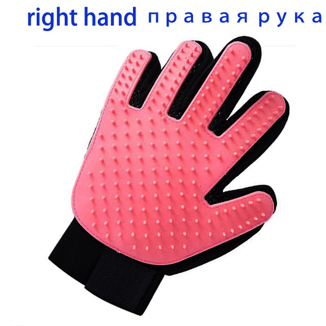 Guante de aseo para perros, gatos y mascotas, cepillo de baño, guantes de limpieza efectiva, depilación: Pink Right