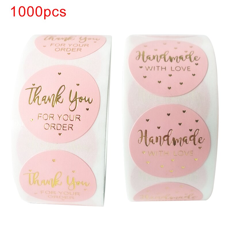 1000 stuks/partij ronde natuurlijke kraft handgemaakte stickers scrapbooking voor verpakking zelfklevende bedankstickers en zegellabels voor kantoorgebruik: C-7-8