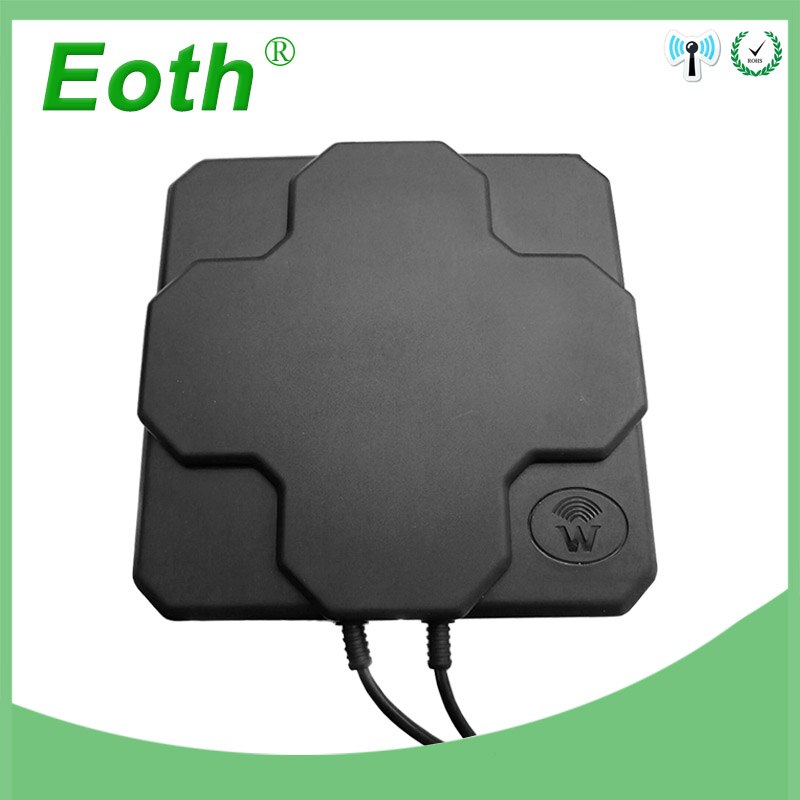 Antena externa direcional aérea do mimo do ganho alto 18dbi 698-2690 mhz 4g do painel exterior masculino da antena n de 4g lte para o roteador sem fio: Black