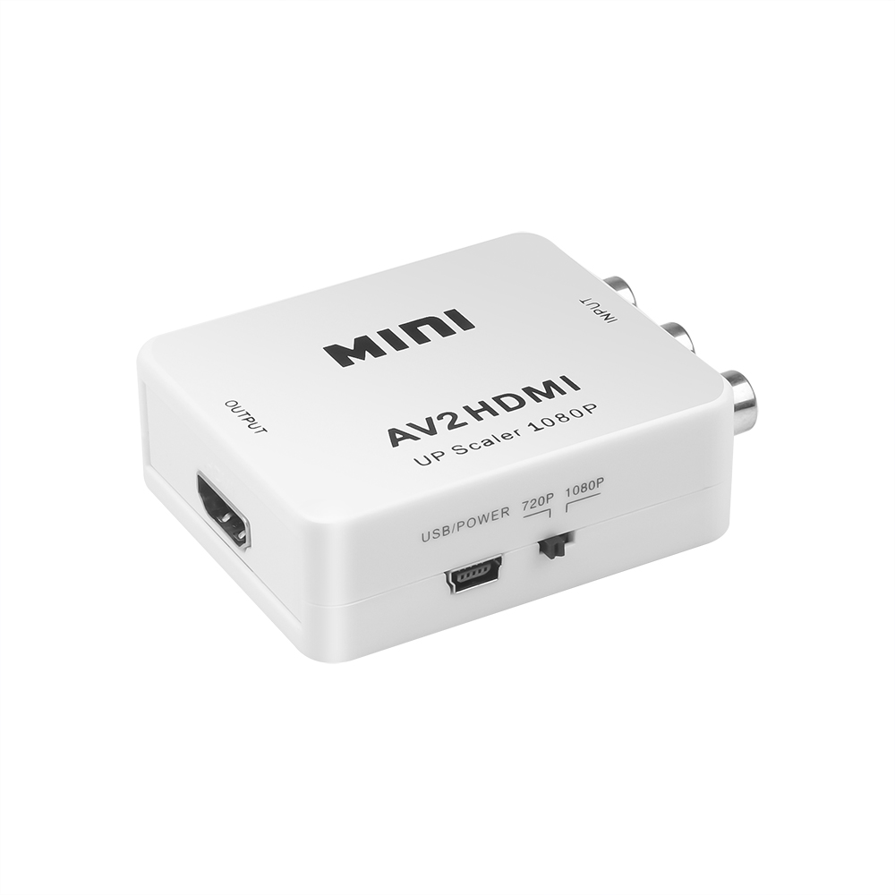 Av rca cvbs till hdmi-kompatibel 1080p- videokonverterare mini  av2 hdmi-adapter konverteringsbox för hdtv-projektor set-top-box