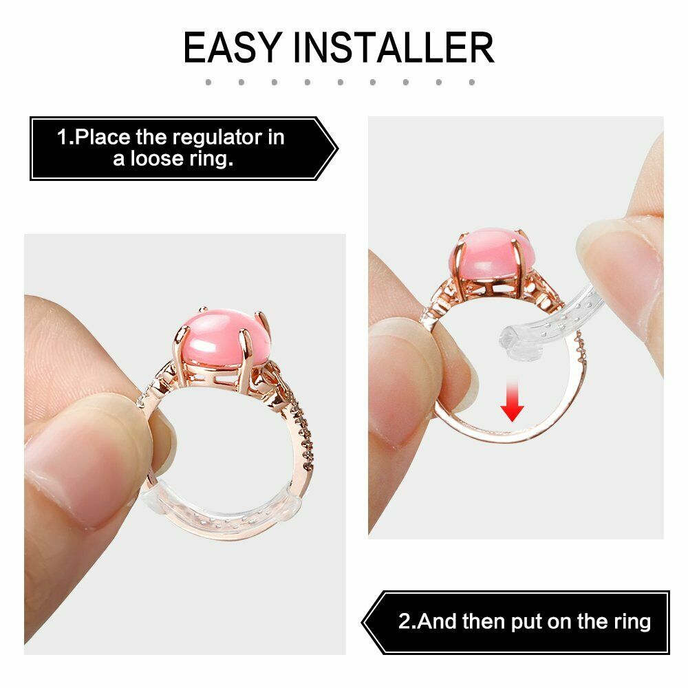 12PCS Silicone Invisible Ring Size Adjuster Reducer Ring Sizer Fit Any Rings