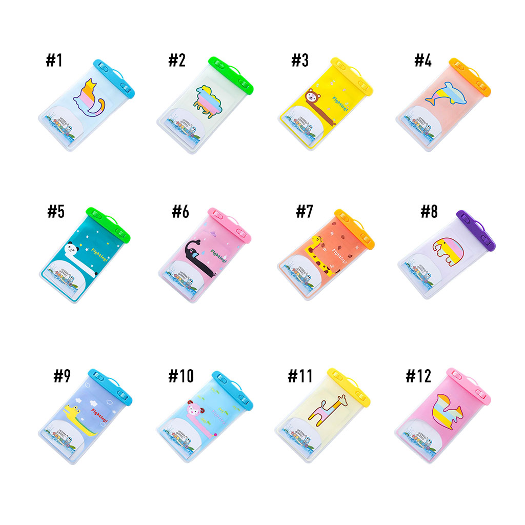 Mobile Phone Bag Cartoon Animal Touch Screen Smartphone Case Cover Pocket with Lanyard for IPhone Android Waterproof Swimming: random Color 1Pc