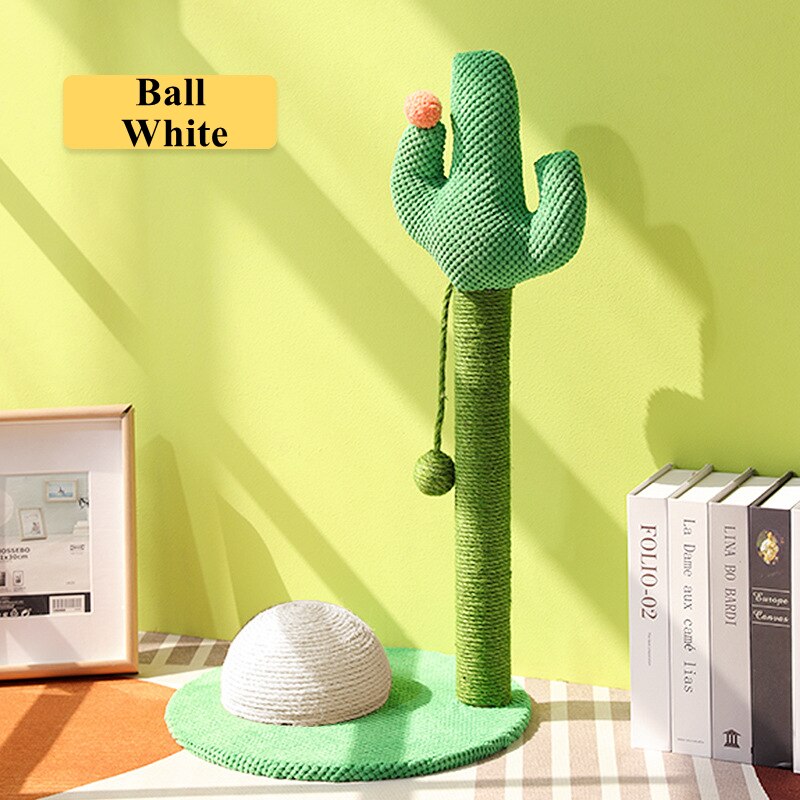 Cactus Kat Krabpaal Met Sisal Touw Kat Scratcher Cactus Voor Katten Scratch Kitten Speelgoed Kat Nest Tree Huis Meubels shelve: Ball White
