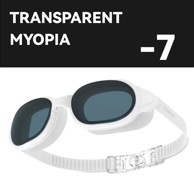 Copozz Bijziendheid Zwembril Mannen Vrouwen Adult Swim Goggle Professionele Anti Fog Zwembad Glas Dioptrie Zwembril -1.5-7: White myopia -7