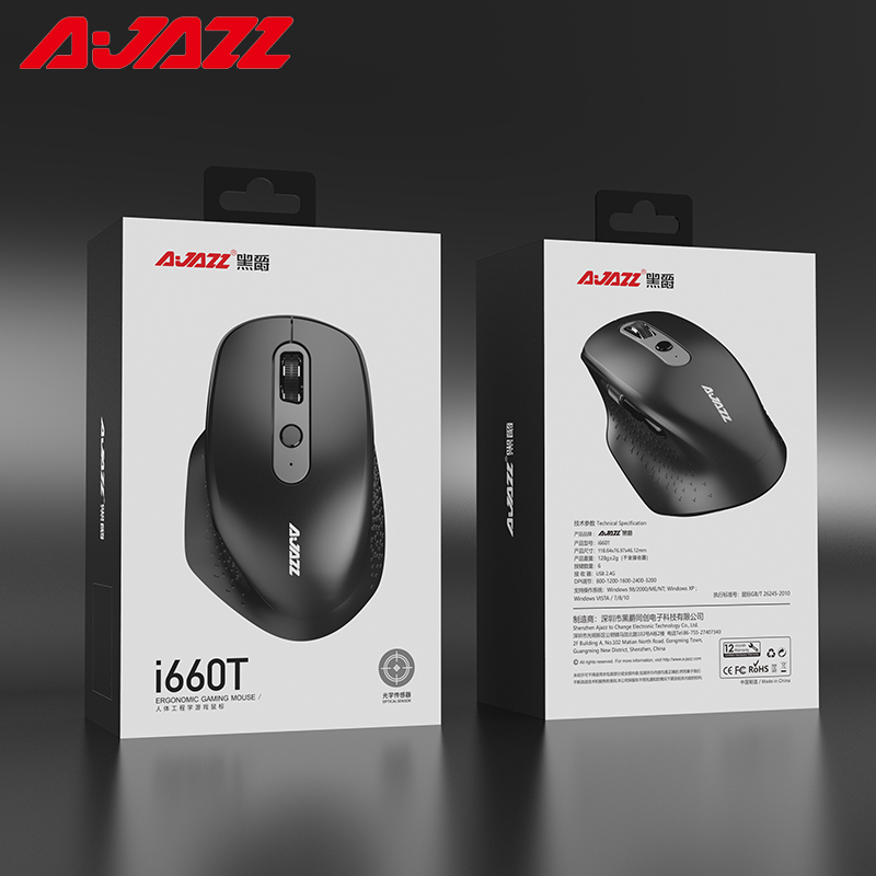 Ajazz I660T Bluetooth Muis Oplaadbare Drie Mode 2.4G Draadloze Bt Computer Muis Side Roller Ergonomische Muis Voor Laptop Pc