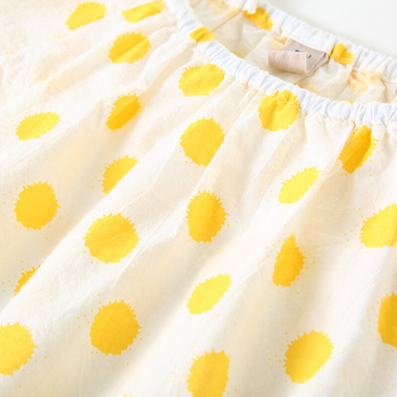 Yellow polka dot short sleeve shirt kids blouse summer Cotton casual tops children clothes 0-3Yrs