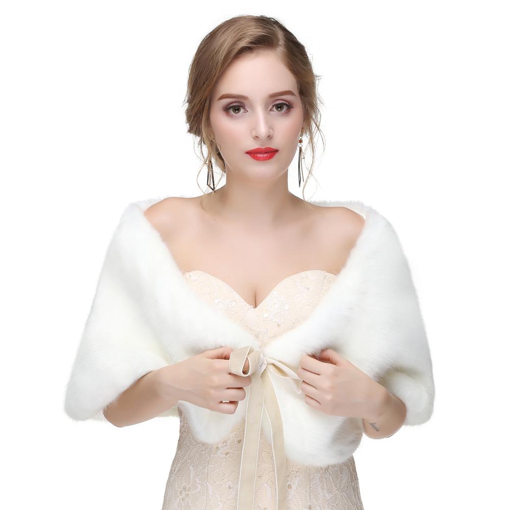 Janevini Elegante Zachte Faux Fur Shawl Vrouwen Bruiloft Capes Bruids Jas Wraps Grijs Lace Up Bont Stola Formele Bolero Fourrure mariage: pj170954