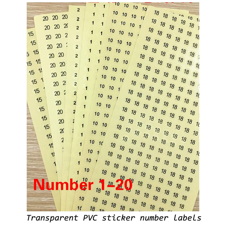 Transparente PVC-Aufkleber Größe Etiketten 1-30 Nummer Kleidungs stück Kleidung Zubehör Größe 0,8 cm Durchmesser 1500 stücke/viel