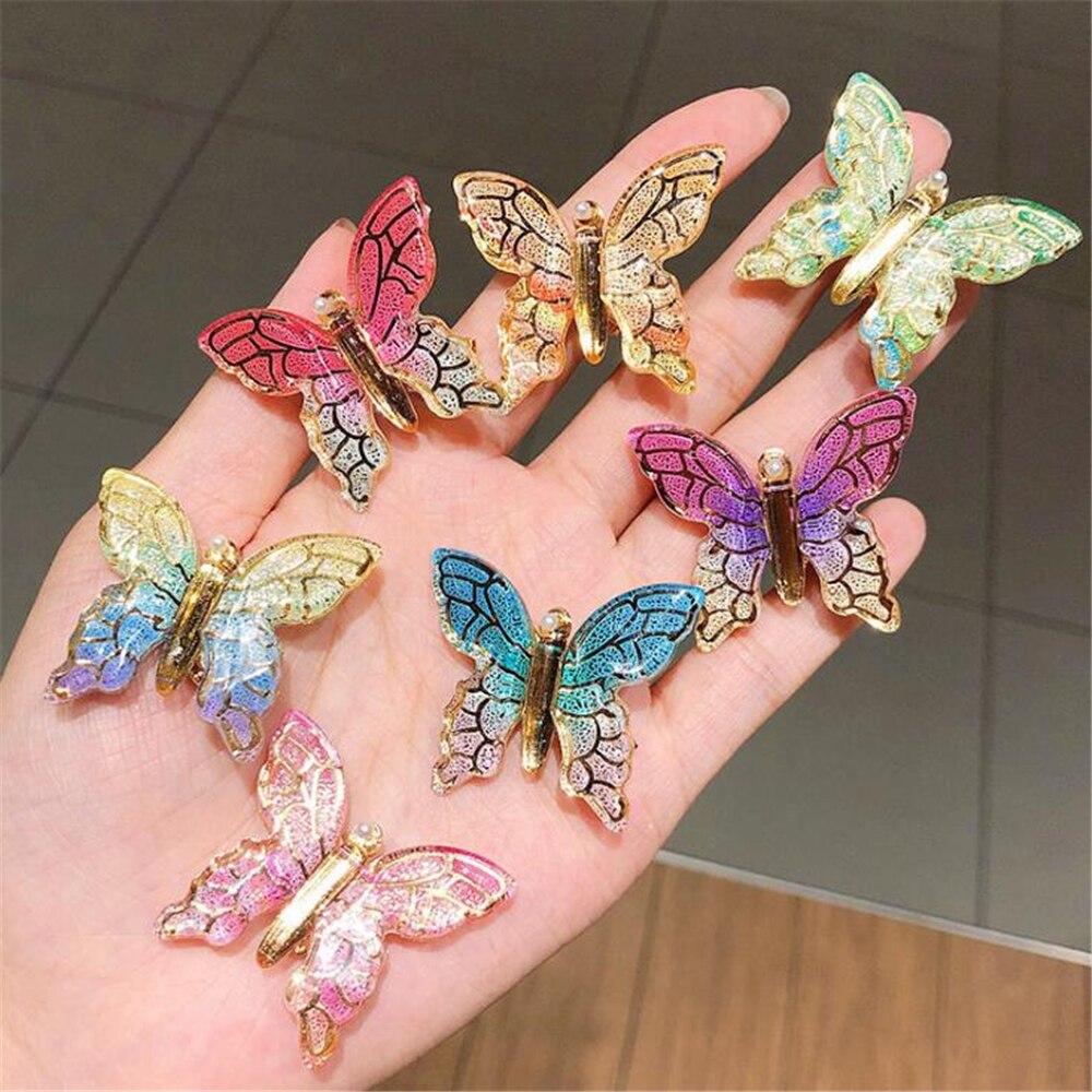 Barrettes pinces à cheveux papillon pour filles, épingles à cheveux en métal acrylique, épingles à cheveux coréennes pour femmes, accessoires