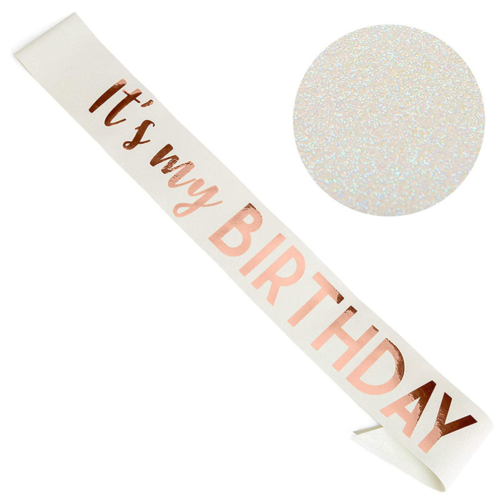 Cinturón de ceremonia con purpurina para niña, correa para de reina de cumpleaños, cinta brillante, suministros para de cumpleaños, accesorios con purpurina, 1 ud.: Gris claro