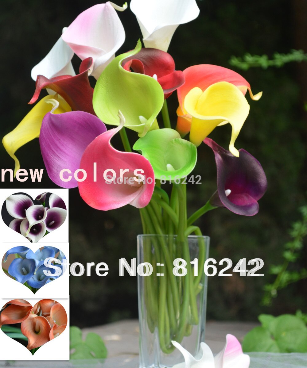 Calla Lilies Natural Real Touch Flowers Picasso Purple White Calla Lily For Wedding Bouquets Centerpieces