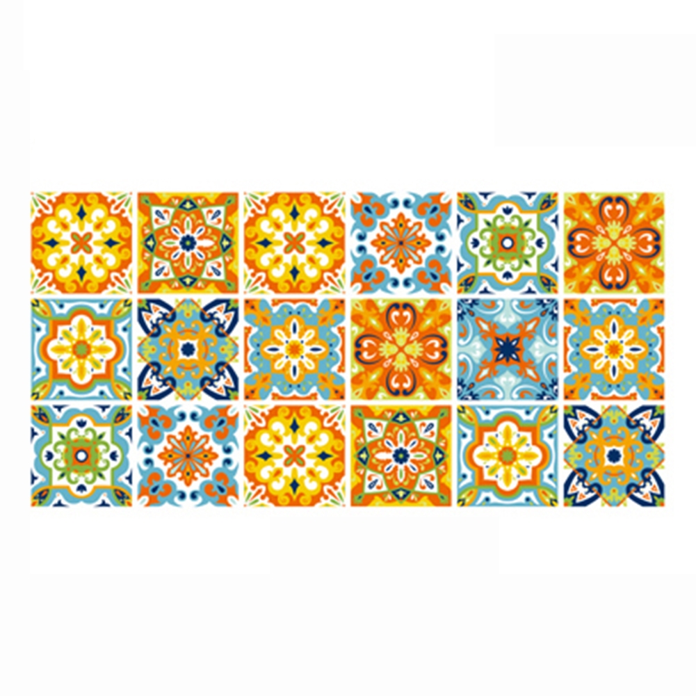 Mosaic Retro Wall Sticker Floor Sticker Wall Decals Waterproof Tile Sticker for Kitchen Bathroom Living Room 100x50cm: HZ007