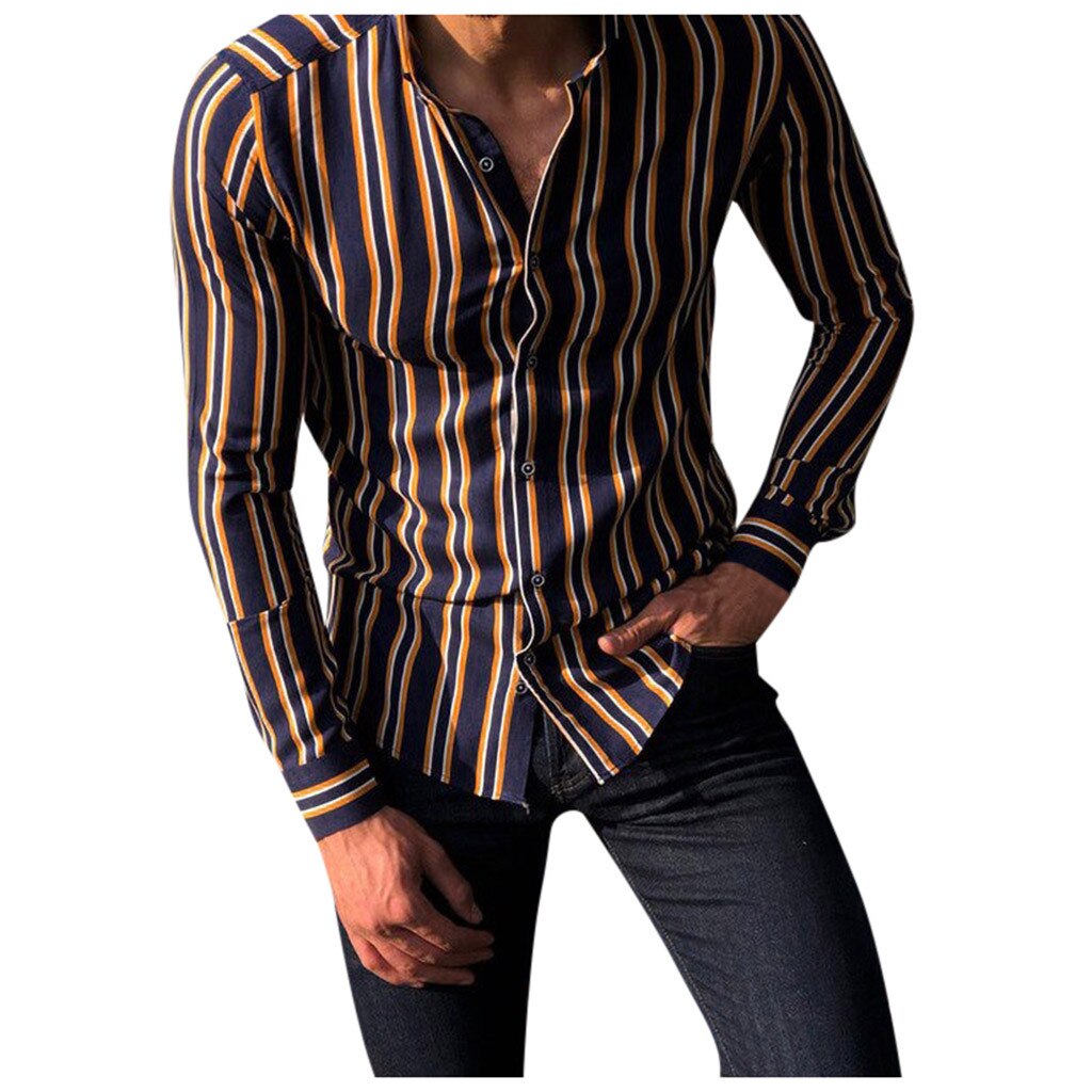 KANCOOLD Mens Autumn Loose Casual Daily Printed Shirt Men single breasted Long sleeve Shirt Top Blouse 1127