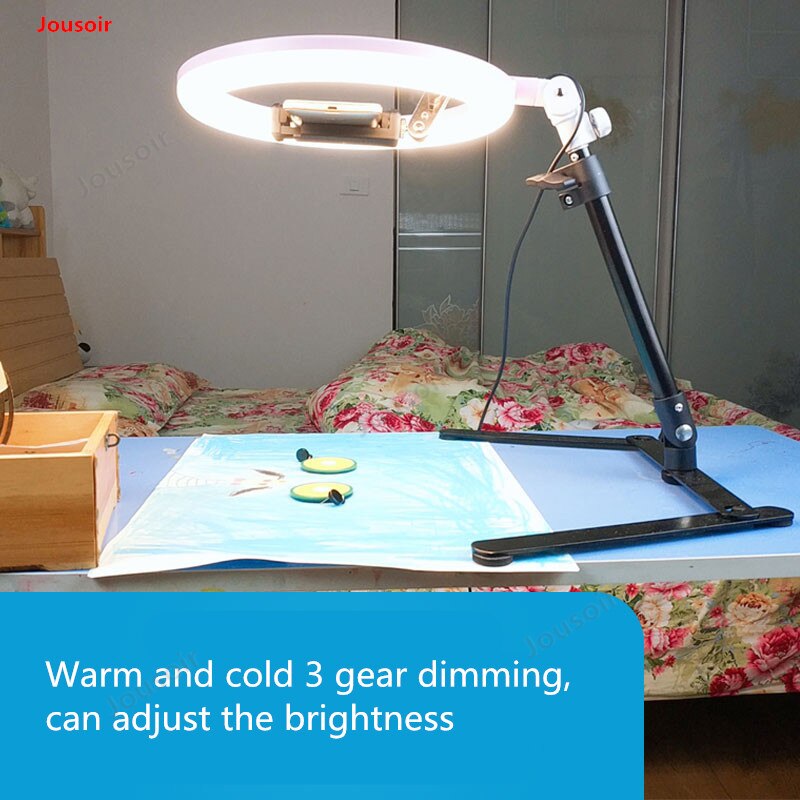 Led selfie ringlys studiefotografering fotodæmpning fyld ringlys med stativ til smartphone beslag  cd50 t03 y2