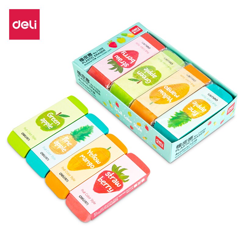 Deli 71050 Gum Fruit 1 Stk/partij Willekeurige Kleur Big Size Leuke Gummen Schoon Wissen Dust Gratis Student School suppies