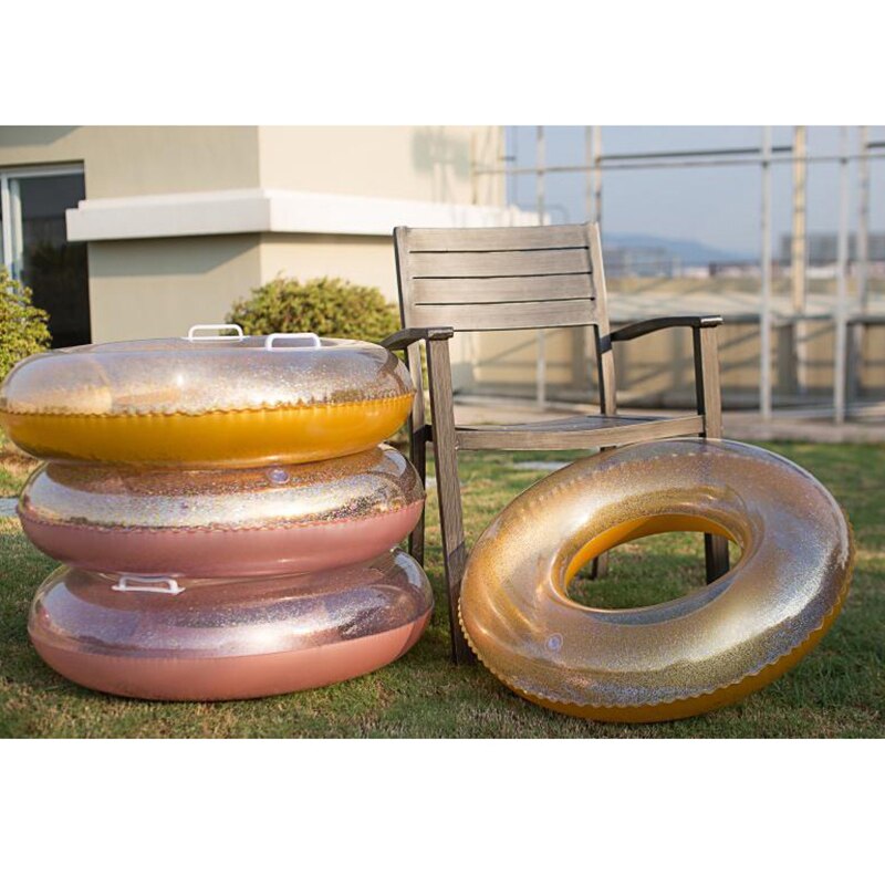 Bouée Gonflable Paillettes Arc-en-ciel - Pour Adultes (16 Ans Et +) - Diamètre 75cm - PVC Résistant - Pour Piscine Et Plage