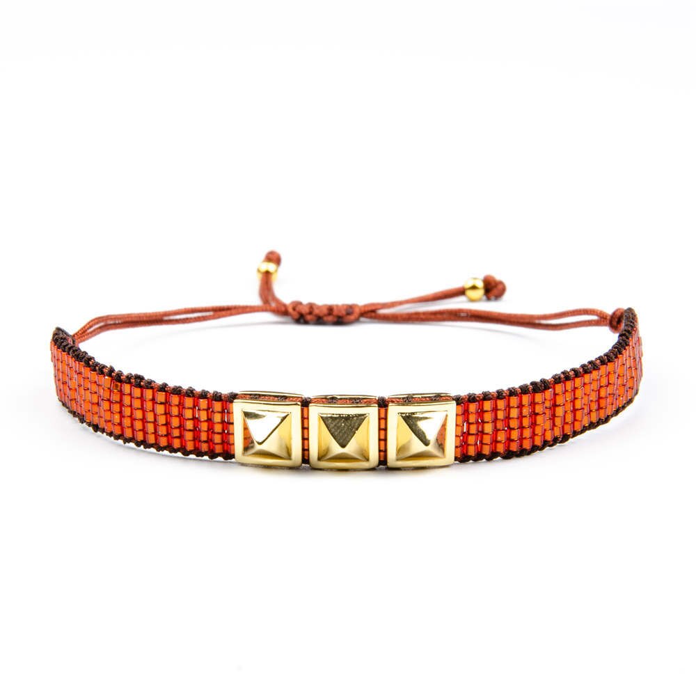 ZHONGVI Miyuki Bracelet Woven Love Female Bracelet European and American Street Punk Style Willow Stud Crystal Bracelet: 2