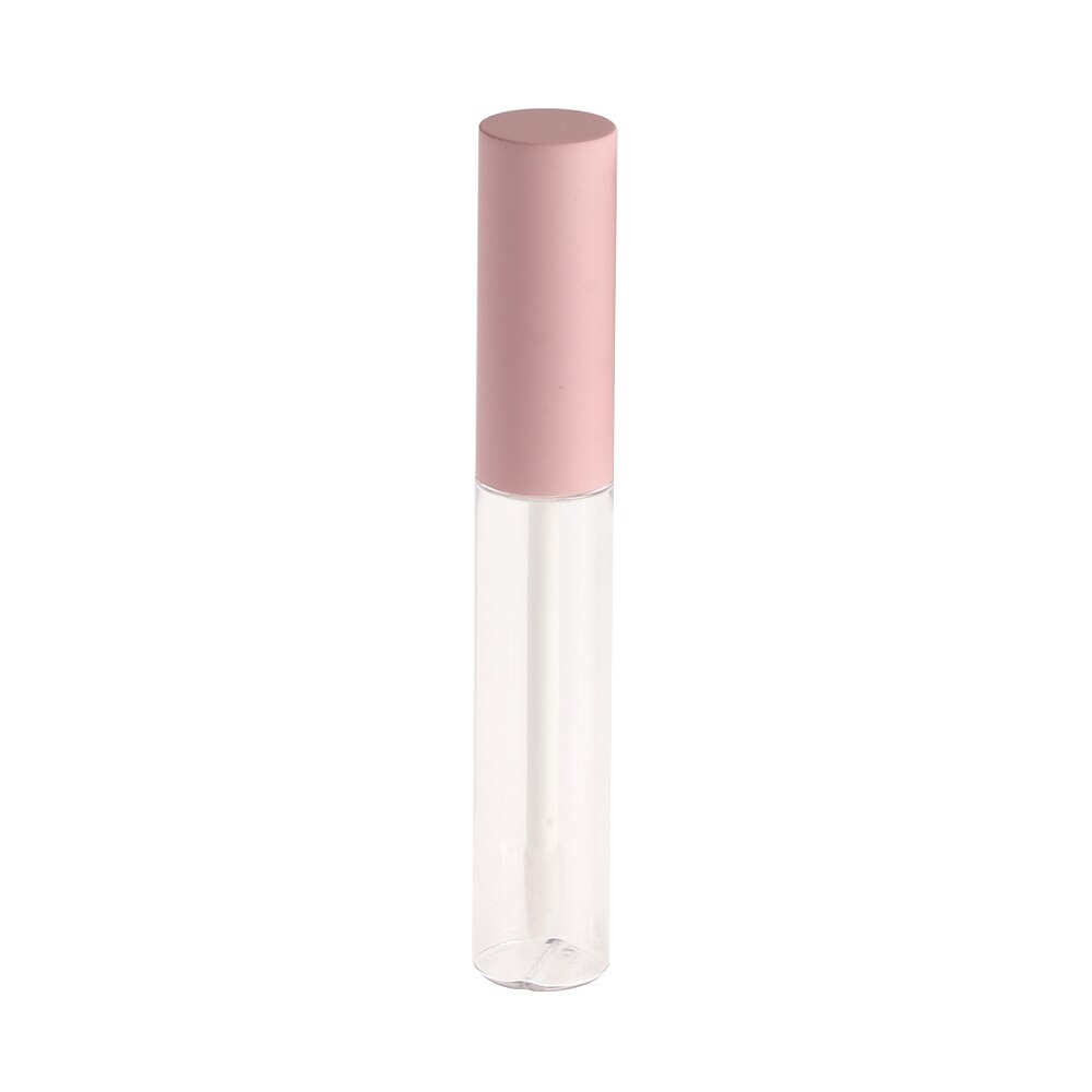 Tubo vacío de brillo de labios redondo, 1 unidad de 10ml, con aplicador de varita, lápiz labial de plástico rellenable, frascos de bálsamo labial, contenedor DIY: Pink