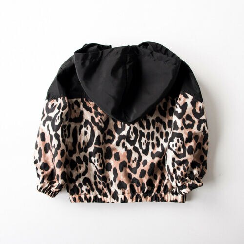 1-7Y Autumn Infant Kids Baby Girls Jacket Outfits Leopard Print Long Sleeve Zipper Hooded Coat Outfits