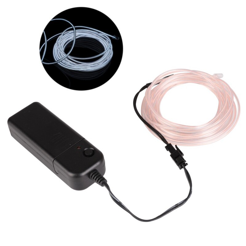 1m el tråd maske vandtæt led strip lys neon lys glød lys line reb rør kabel til fest kostumer glødende maske: Hvid