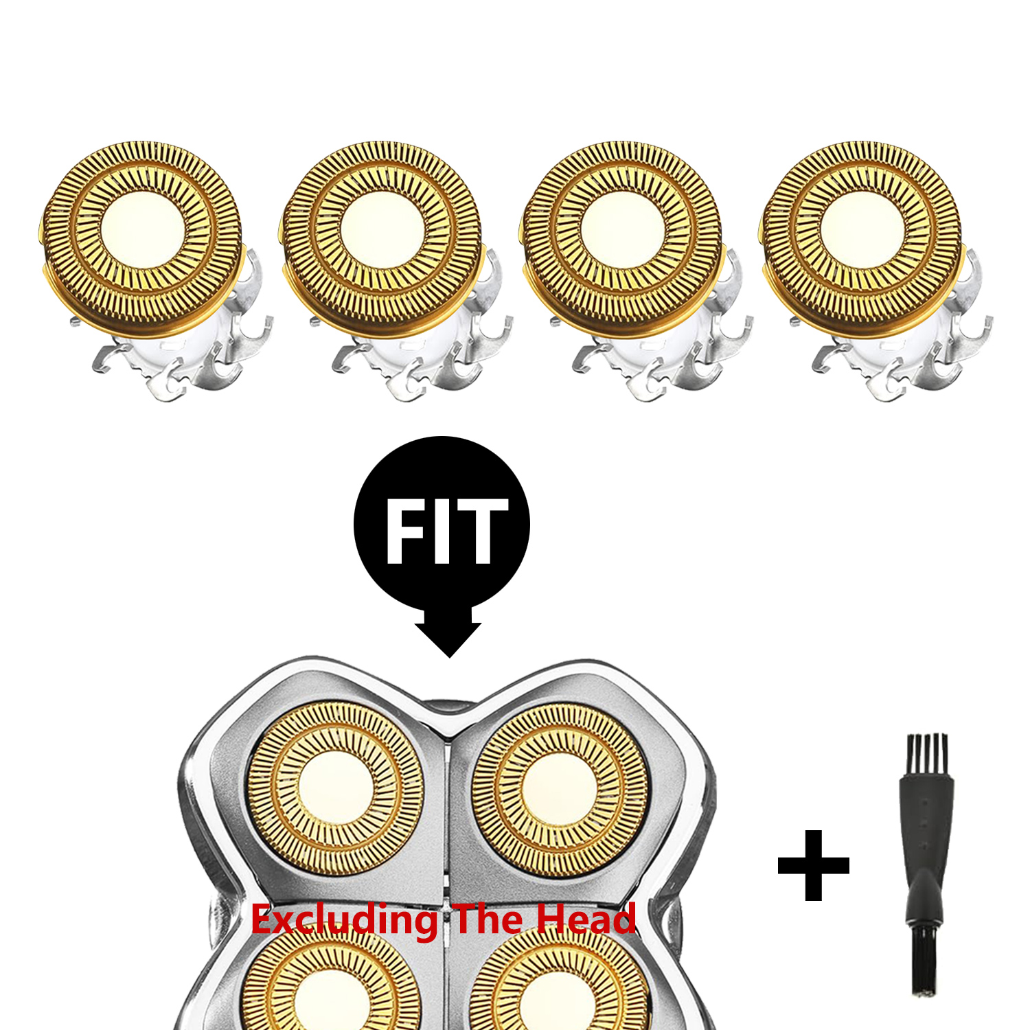 Shaver Head Replacement Blade ,Compatible Skull Shaver Pitbull Gold PRO Shaver Replacement Blade 4 Heads Skull Shaver Blades: Gold