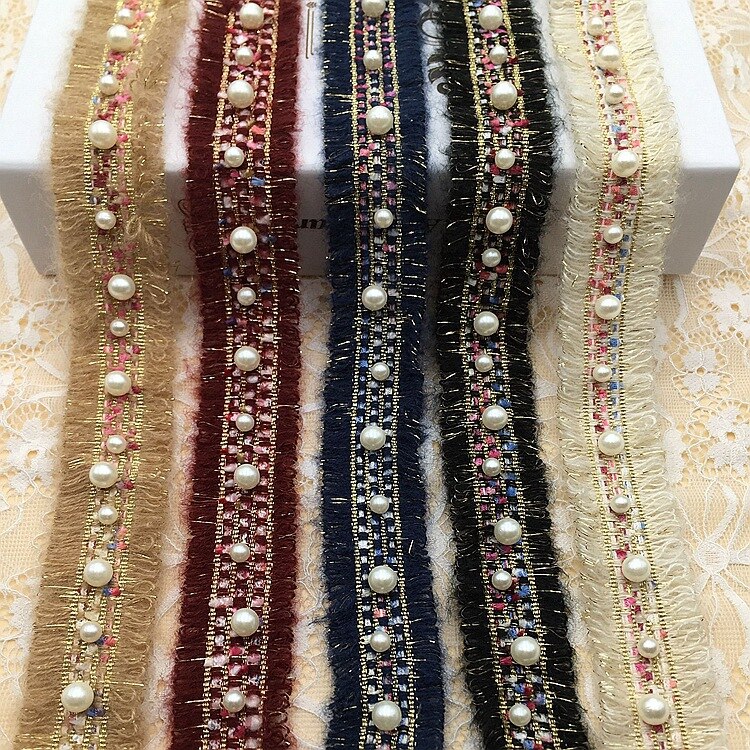 Sangle en Mohair de style effiloché et parfumé, 3CM, 10yards, avec perles de fil métallique, pour jeux, chapeaux, épingles Accessoires de couture