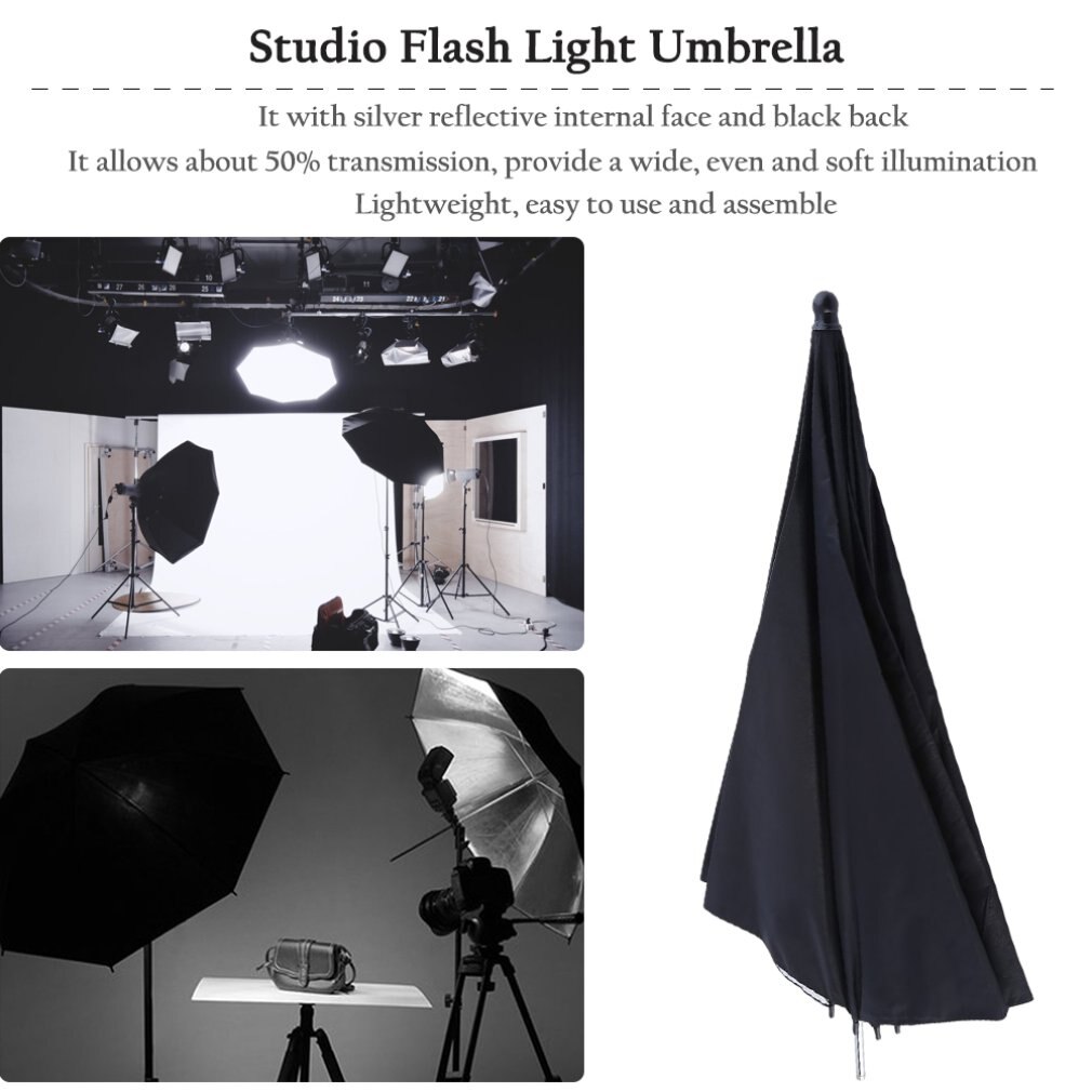 1 pièces 83cm 33 "Photo Studio Flash lumière grainé noir argent parapluie réflecteur réfléchissant