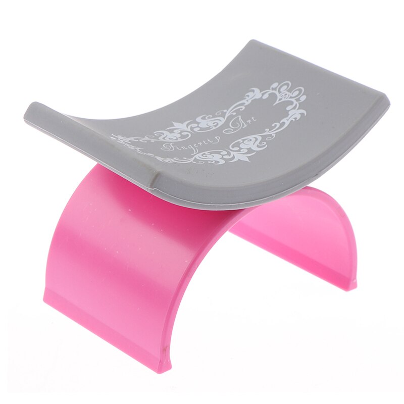 1Pcs U Vorm Plastic & Siliconen Kussen Kussen Salon Hand Houder Pad Nail Art Arm Rest: Roze