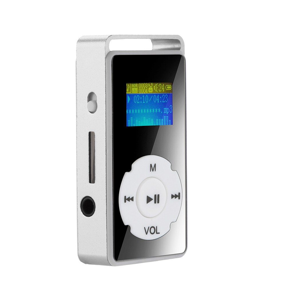 Reproductor de mp3 Digital, pantalla LCD, compatible con tarjeta Micro SD, TF, 32G, reproducción de vídeo y radio fm: Blanco