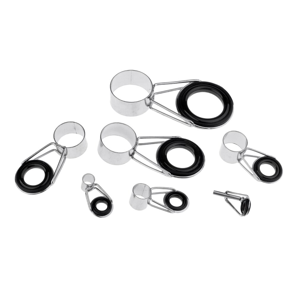7 Stuks Hengel Gidsen Roestvrij Stalen Frame Keramische Ring Spinhengel Gidsen Onderdelen Reparatie En Tips Tops