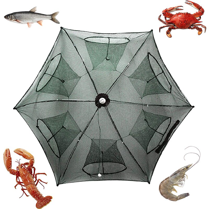 Red de pesca plegable, trampa de red de aterrizaje, jaula de inmersión fundida para pescado, camarón, pececillo, cangrejo