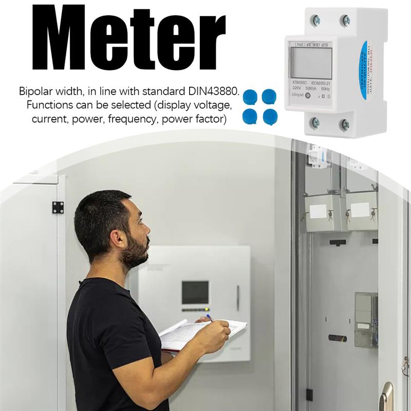 Din-Rail Energy Meter XTM35SC 220V 5(80)A Digital 1 Phase 2 Wire 2P DIN-Rail Electronic Energy KWh Meter Accuracy Class 1