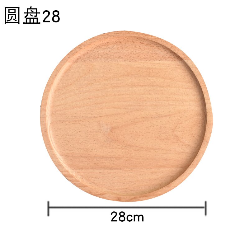 Beech Wood Cake Dishes Home Hotel School Dessert Serving Tray Wood Sushi Bread Plate Dinnerware Round/Square Wood Plate: Round Shape 28CM