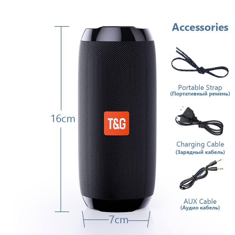 Tg117 bärbara bluetooth-högtalare för utomhusbruk, trådlös bashögtalare, gratis samtal/fm/tf-kort/usb-minne, anslutning för mobiltelefon/surfplatta/tv