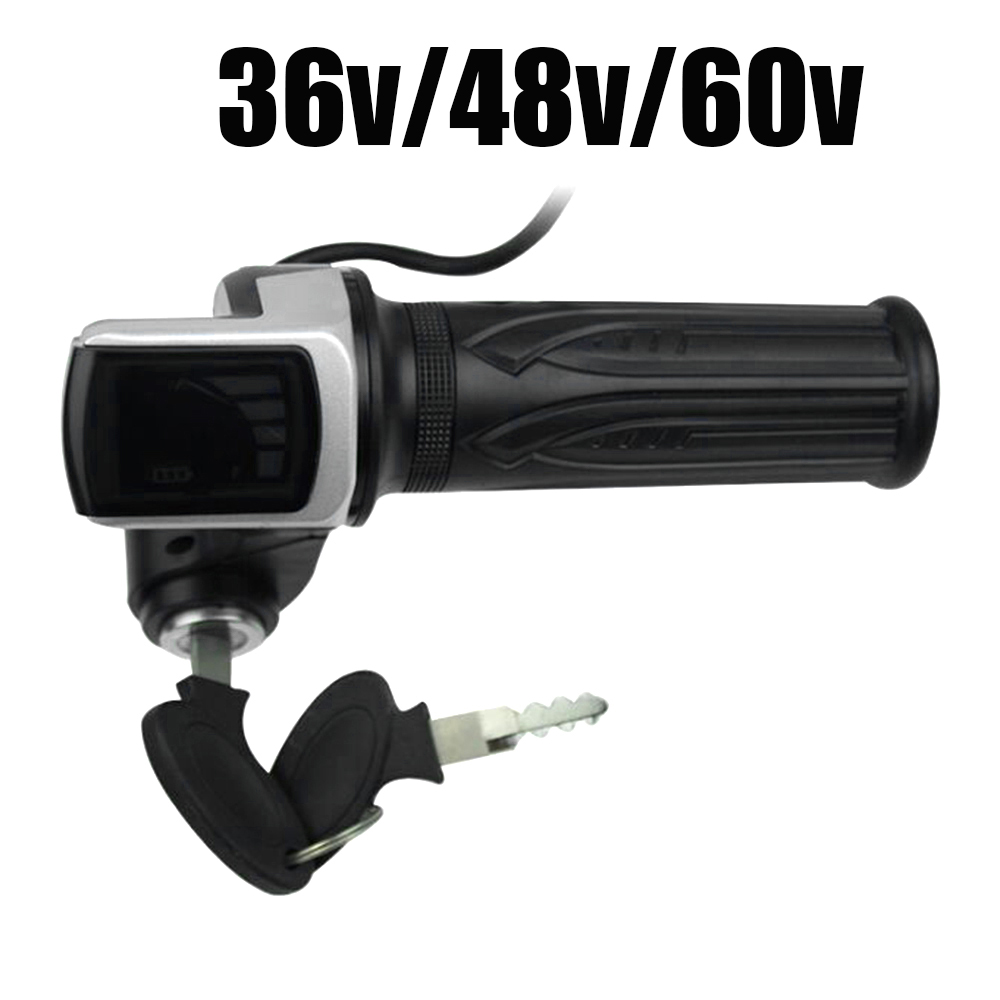 Empuñadura de acelerador de patinete eléctrico, bloqueo de Pedal de acelerador con bloqueo de llave, indicador de potencia, 36V/48V/60V
