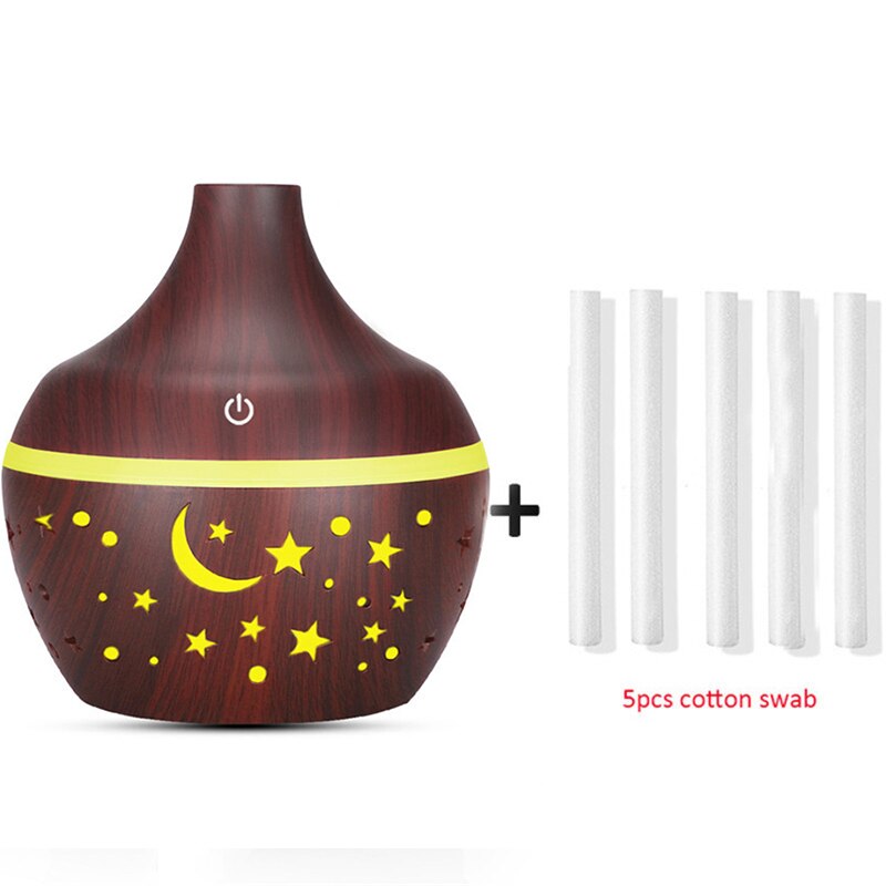 300Ml Usb Elektrische Aroma Air Diffuser Hout Ultrasone Luchtbevochtiger Essentiële Olie Aromatherapie Cool Mist Maker Voor Thuis Auto: B-3-F