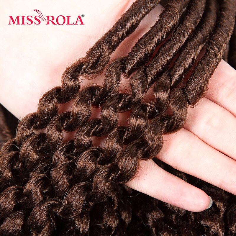 Miss Rola Faux Locs Curly Crochet Braid Hair 30# Kanekalon Low Temperature Fiber 18inch Synthetic Braiding Hair Extensions 5pcs