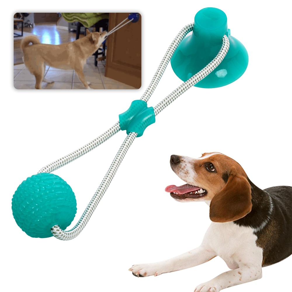 Multifunction Pet Molar Bite Dog Toys Rubber Chew Ball Cleaning Teeth Safe Elasticity TPR Soft Puppy Suction Cup Biting Dog Toy