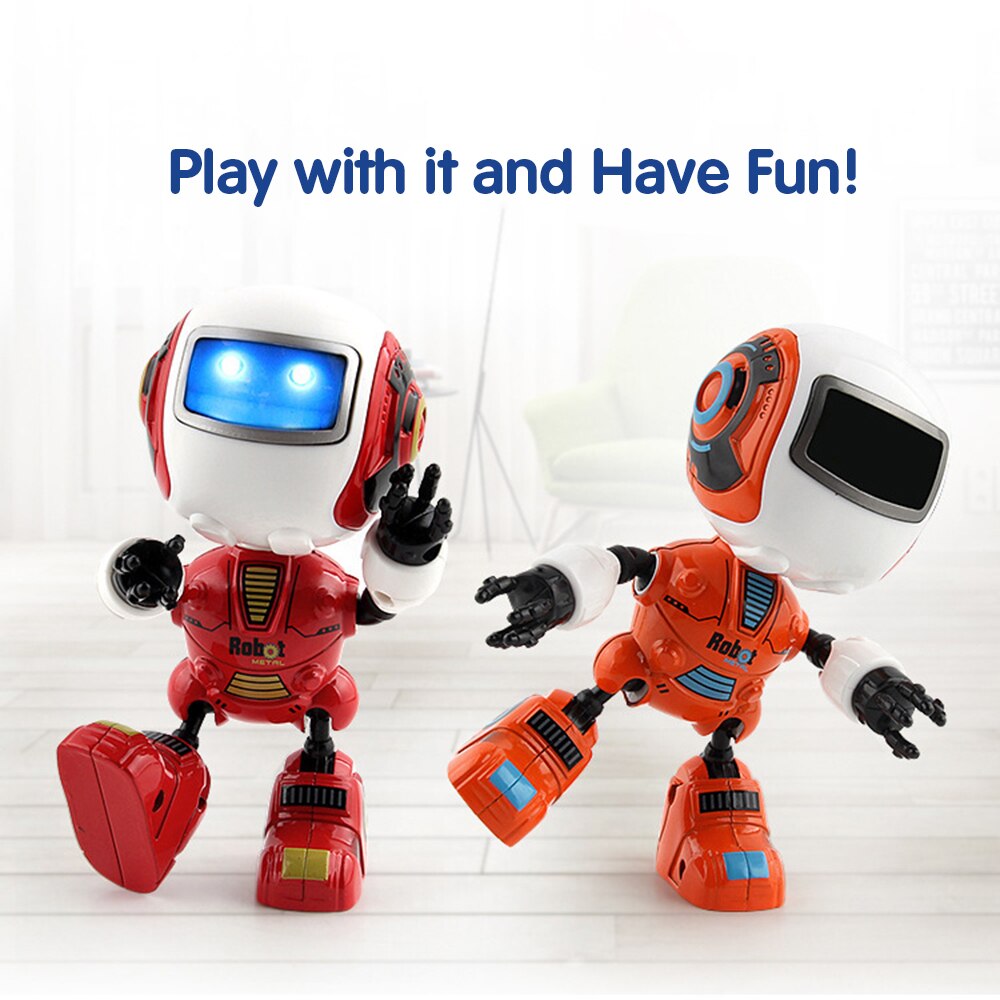 Induction Robot Alloy Body Lighting Effect Head Induction Joint Rotation Smart Robot Toy Perfect for Boys Kids Baby