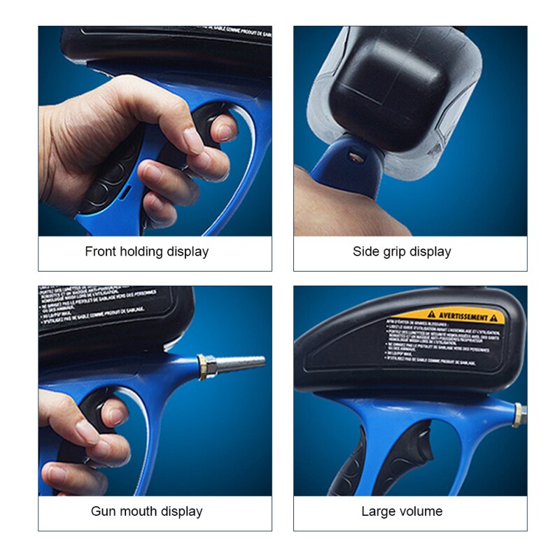 Aluminum Handheld Pneumatic Gravity Sand Blaster Gun Kit Feed Sandblasting Gun Quick Connect Media Guide Works with All Abrasive