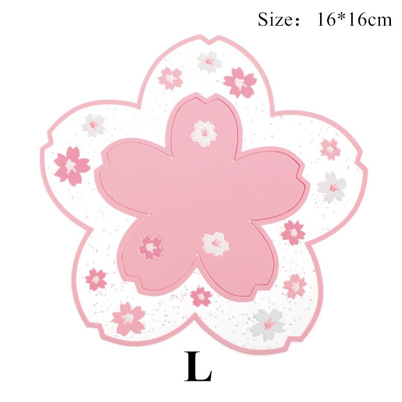 Cherry Blossom Isolatie Tafel Mat Familie Kantoor Anti-Skid Thee Cup Melk Mok Koffie Cup Bureau Pad: Pink L
