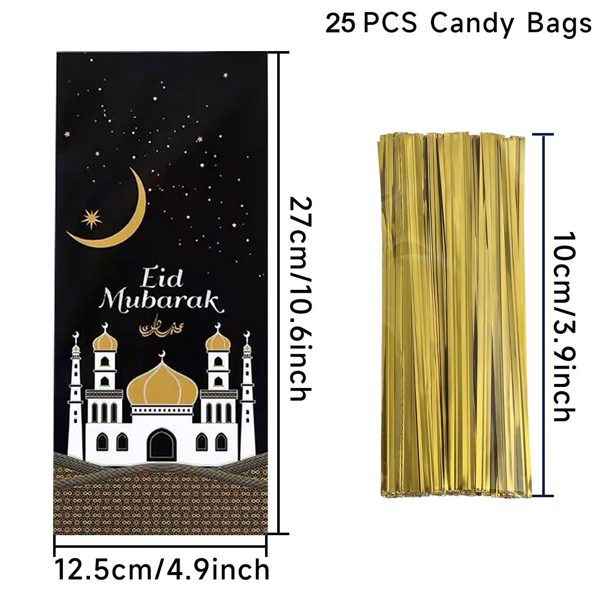 Eid Mubarak Geschenkzakken Plastic Zak Koekje Snoep Ramadan Kareem Decoratie 2025, Islamitische Moslim Feestverpakking Zakje: Chocolade