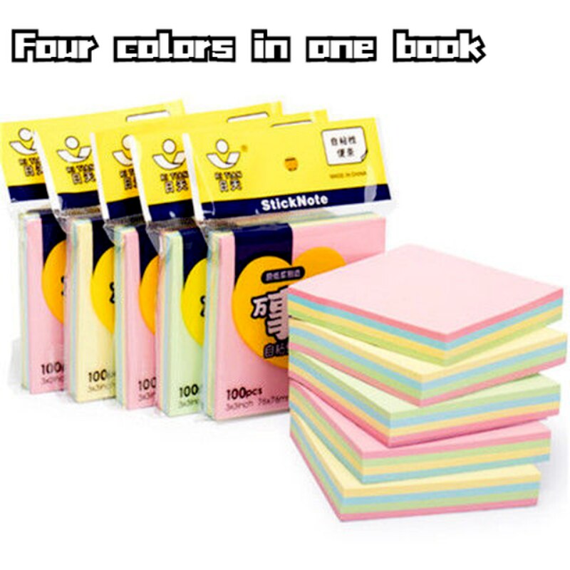 100 Sheet Color Sticky Note Cute Memo Pads Student Stationery Memo Pad N Times Novelty Office Accessories
